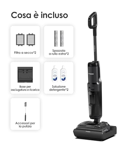 Tineco Floor ONE S7 Stretch Ultra Lavapavimenti aspirapolvere senza fili, ad umido e a secco, Design reclinabile a 180°zero grovigli, 50 minuti di autonomia, auto-pulizia FlashDry a 85°C