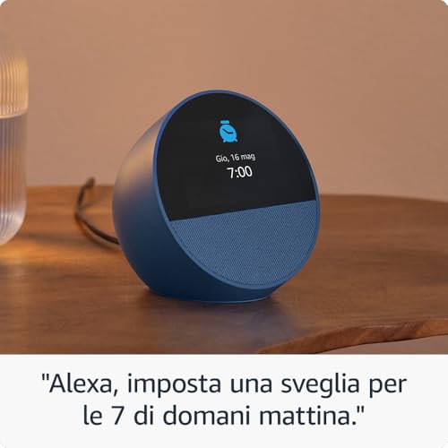 Nuovo Amazon Echo Spot (modello 2024) | Sveglia intelligente con audio di qualità e Alexa | Nero