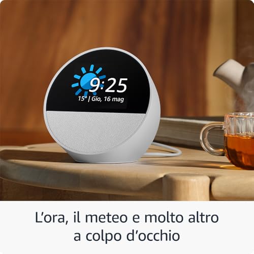 Nuovo Amazon Echo Spot (modello 2024) | Sveglia intelligente con audio di qualità e Alexa | Nero