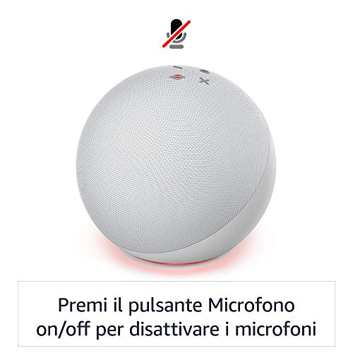 Echo (4ª generazione) | Altoparlante intelligente Wi-Fi e Bluetooth, suono di qualità premium, con Dolby, hub per Casa Intelligente e Alexa | Bianco ghiaccio