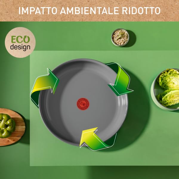 Lagostina Ingenio Vivissima, Set 10 Pentole in Ceramica Antiaderente con Manico Rimovibile, 100% Alluminio Riciclato con Tecnologia Thermo-Signal per Tutte le Fonti di Calore Inclusa Induzione
