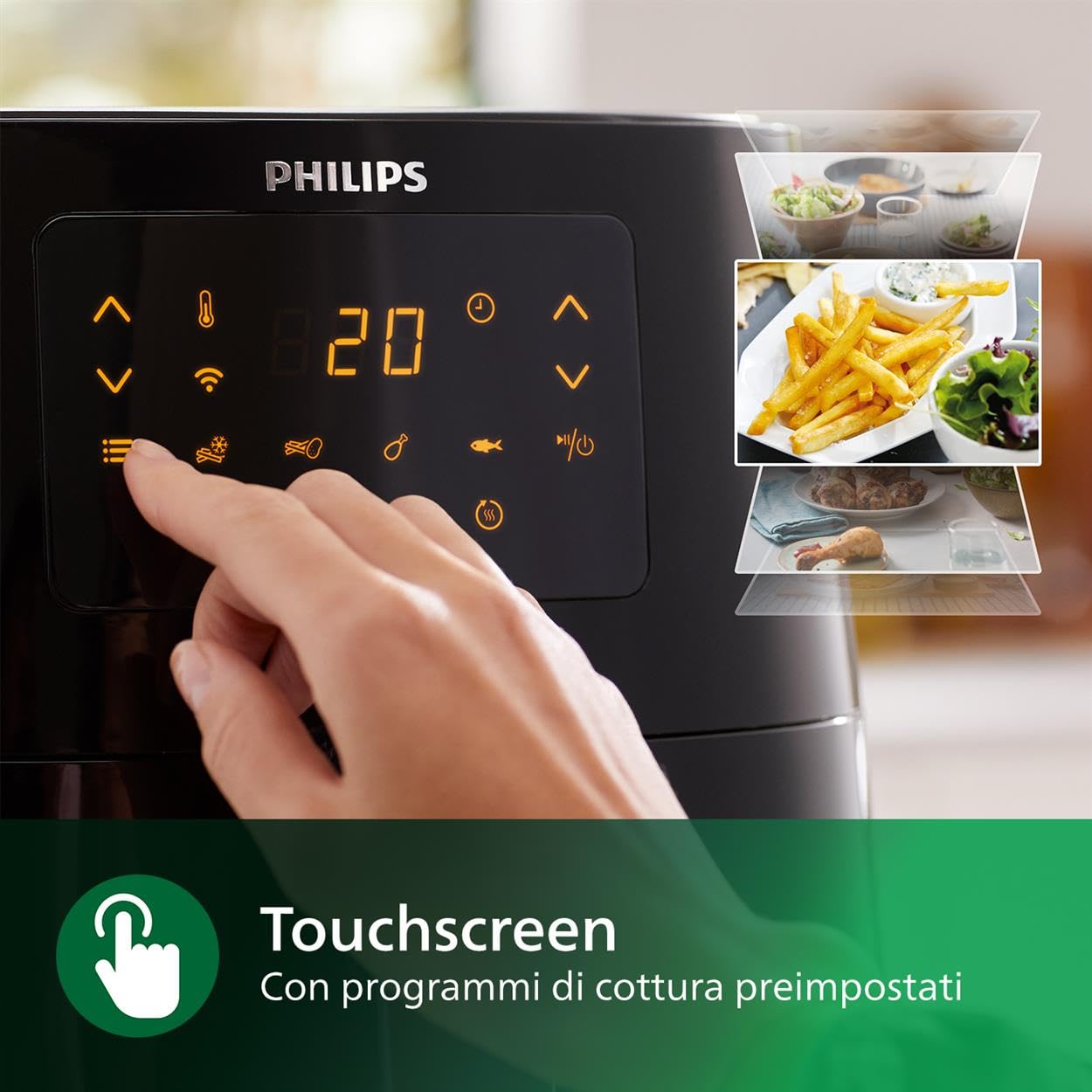 PHILIPS Airfryer XL Essential - 6,2 L, Friggitrice Senza Olio, WI-Fi, Tecnologia Rapid Air, Touchscreen, App HomeID (HD9280/90)
