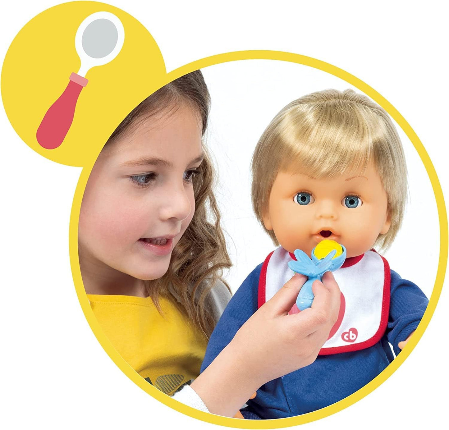 Cicciobello - Pappa Si e Pappa No, la Bambola che è Golosa, Scopre Ogni Giorno Un Gusto Nuovo e Dopo la Pappa Fa il Ruttino, con Accessori, per Bambine a Partire dai 2 Anni, CCB98000