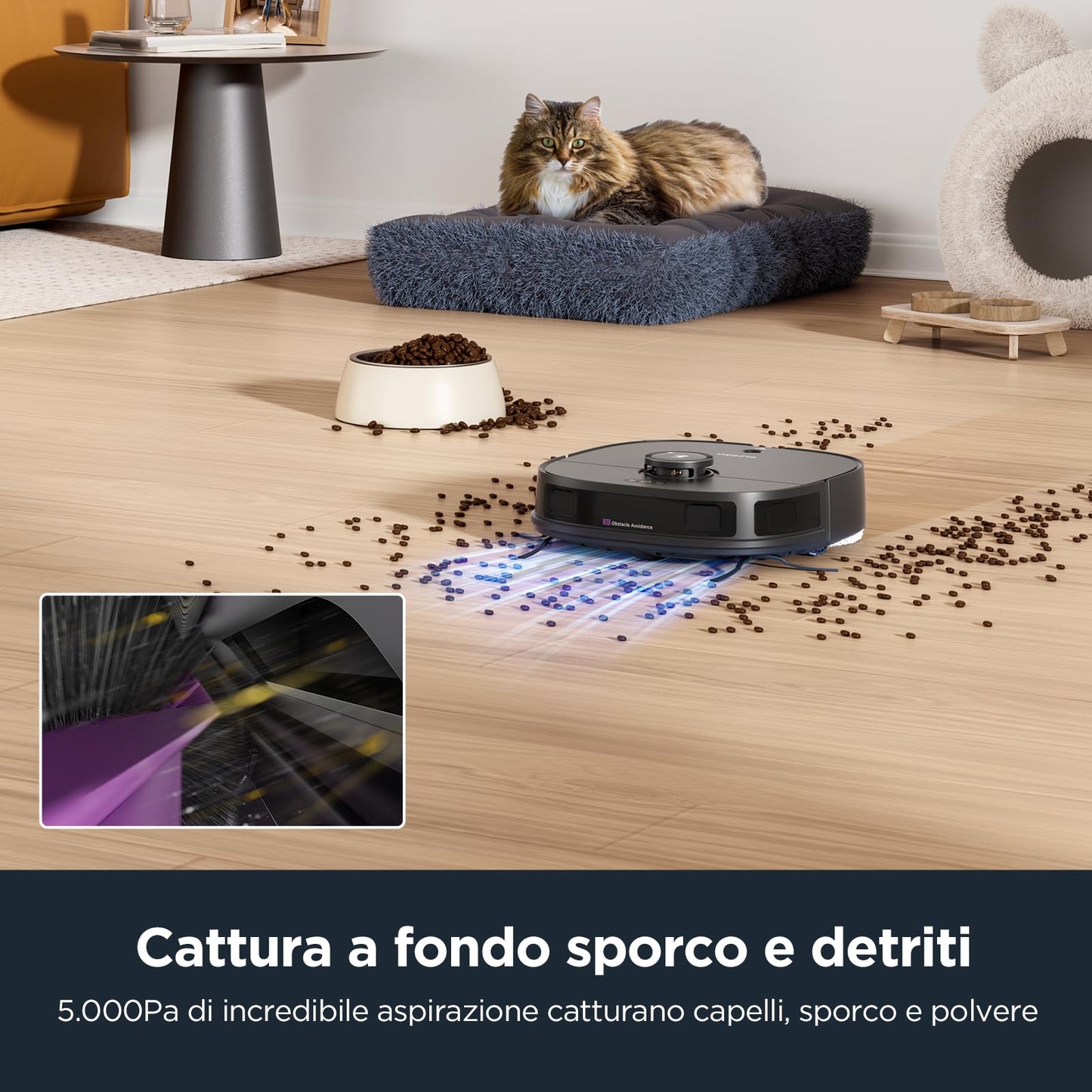 Eureka J12 Ultra Robot Aspirapolvere e Lavapavimenti 5000Pa Doppio Panno Rotante, Autosvuotante/Autolavante/Autoasciugante/Autorigenerante/Autopulente, Evitamento Ostacoli AI 3D, Navigazione LiDAR