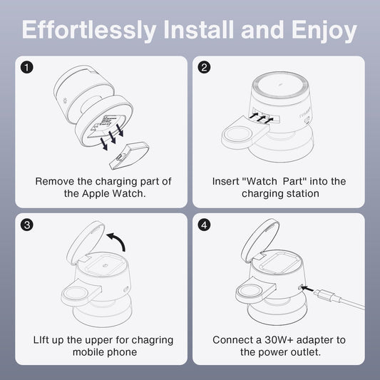 iVANKY per iPhone 16/15/14 Series Pro Max Caricatore, Wireless Station Cube 4 in 1 con Luce Notturna per MagSafe Charger, 22.5W Stazione di 3 in 1 Ricarica Rapida per Apple Watch Ultra, per AirPods