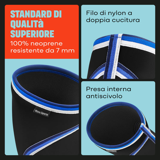 Mava Sports Ginocchiere a Compressione per Sollevamento Pesi Uomo e Donna - 7mm Neoprene per Cross Training, WOD, Palestra, Squat e Sollevamento Pesi