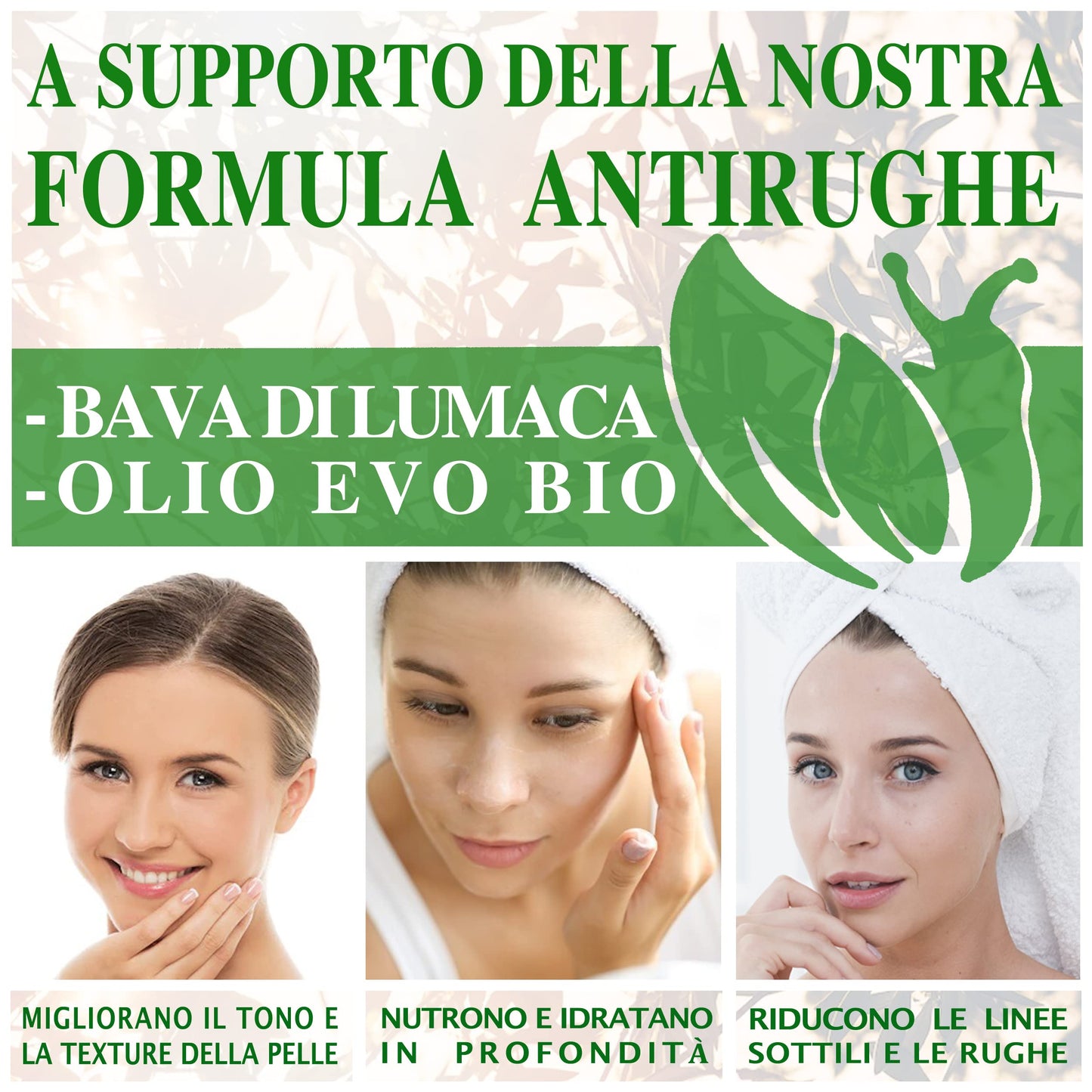 CADABO' Crema Viso Antirughe e Antimacchia per Uomo e Donna con Bava di Lumaca e Olio Bio - Made in Italy, Idratante e Nutriente, 50ml