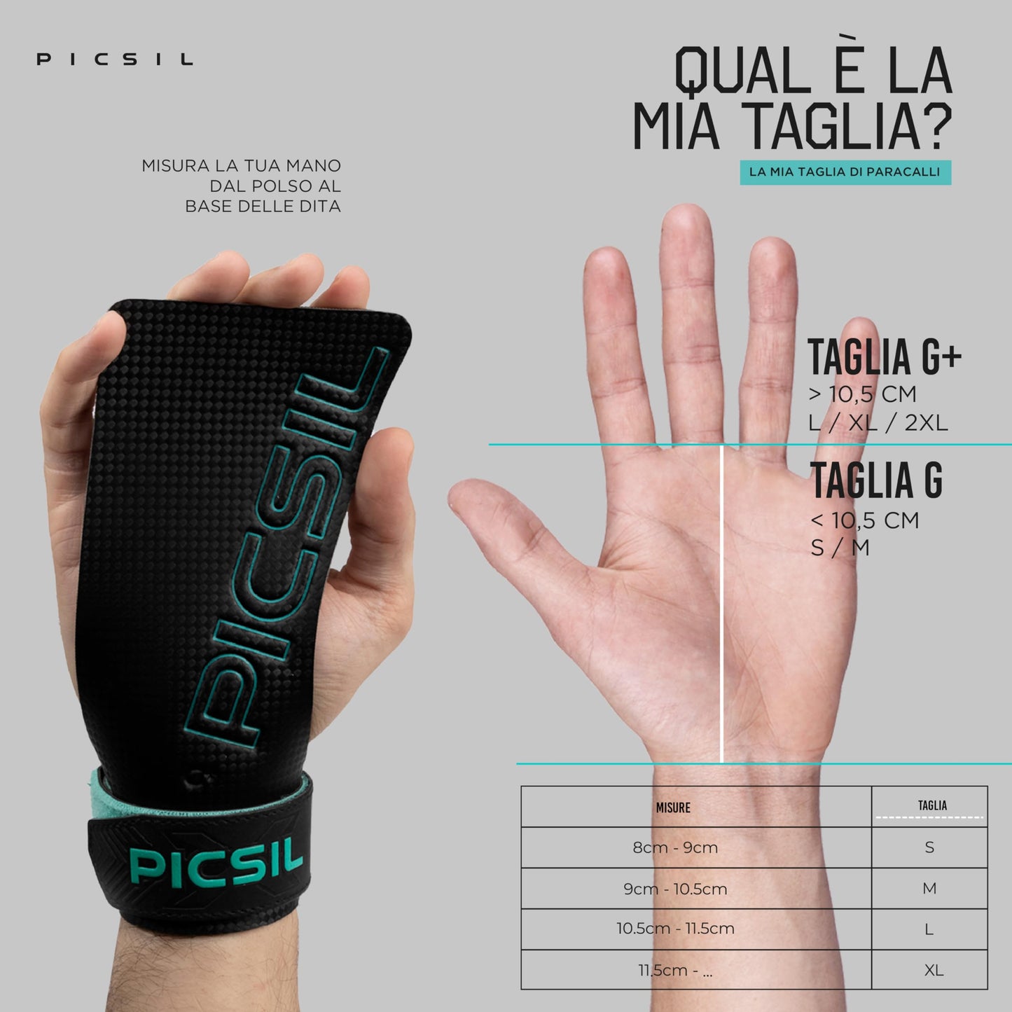 PICSIL Falcon Grip per Allenamento Funzionale, Manopole Sintetiche per Sollevamento Pesi, Muscle-Up, Ginnastica, Pad Extra 0.08m Evita la Formazione di Vescichem G+ (L/XL)