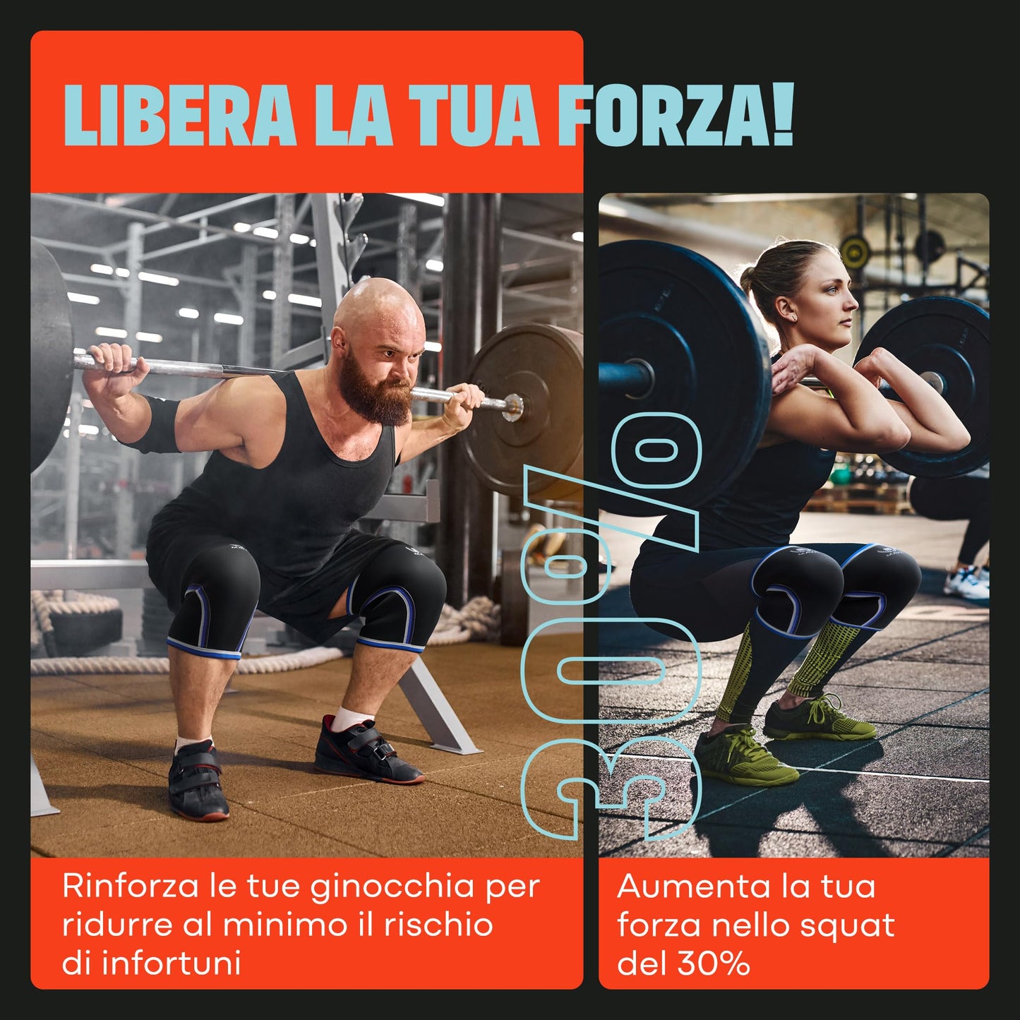 Mava Sports Ginocchiere a Compressione per Sollevamento Pesi Uomo e Donna - 7mm Neoprene per Cross Training, WOD, Palestra, Squat e Sollevamento Pesi