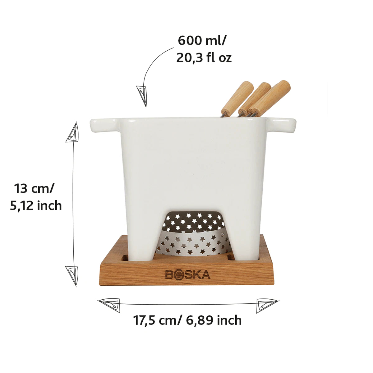 Juego de Fondue Grande Boska Blanco de Cerámica