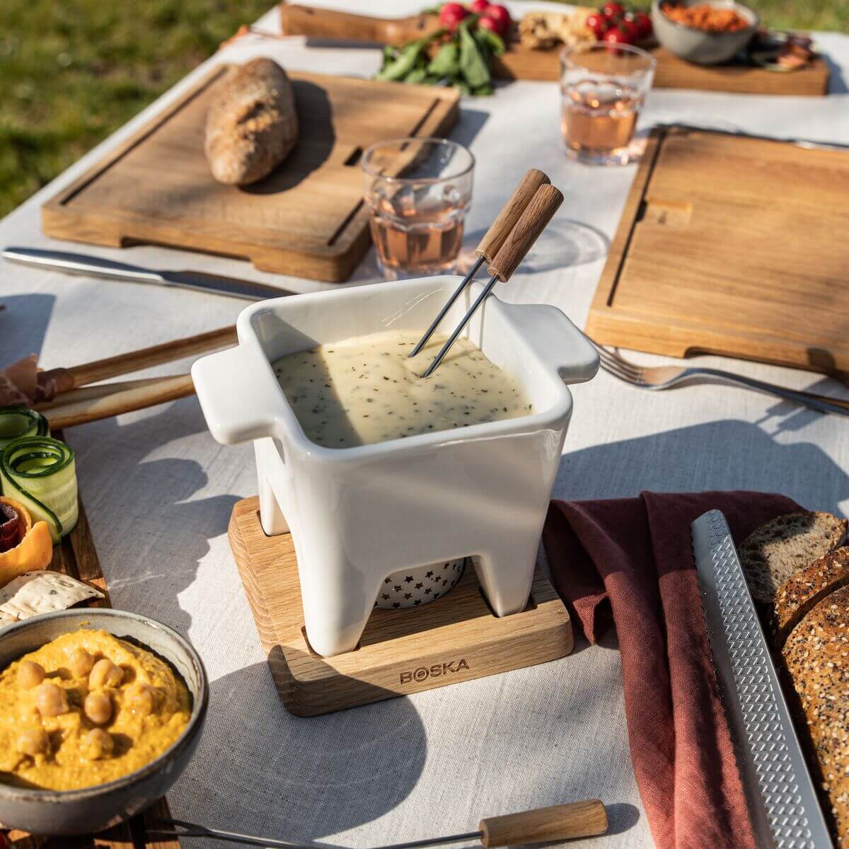 Juego de Fondue Grande Boska Blanco de Cerámica
