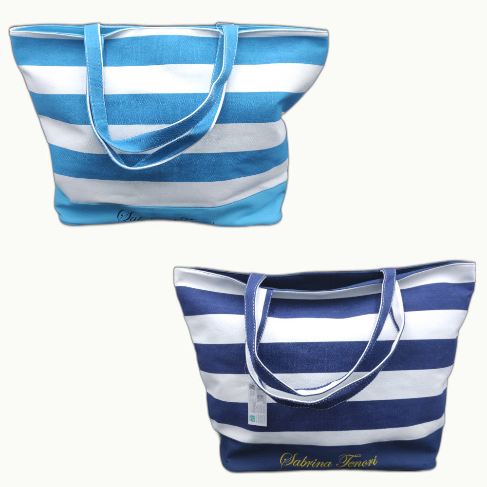 Striped beach bag