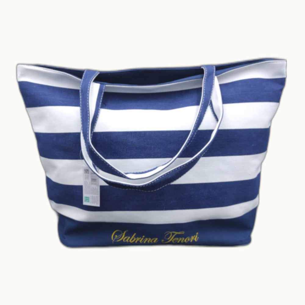 Striped beach bag