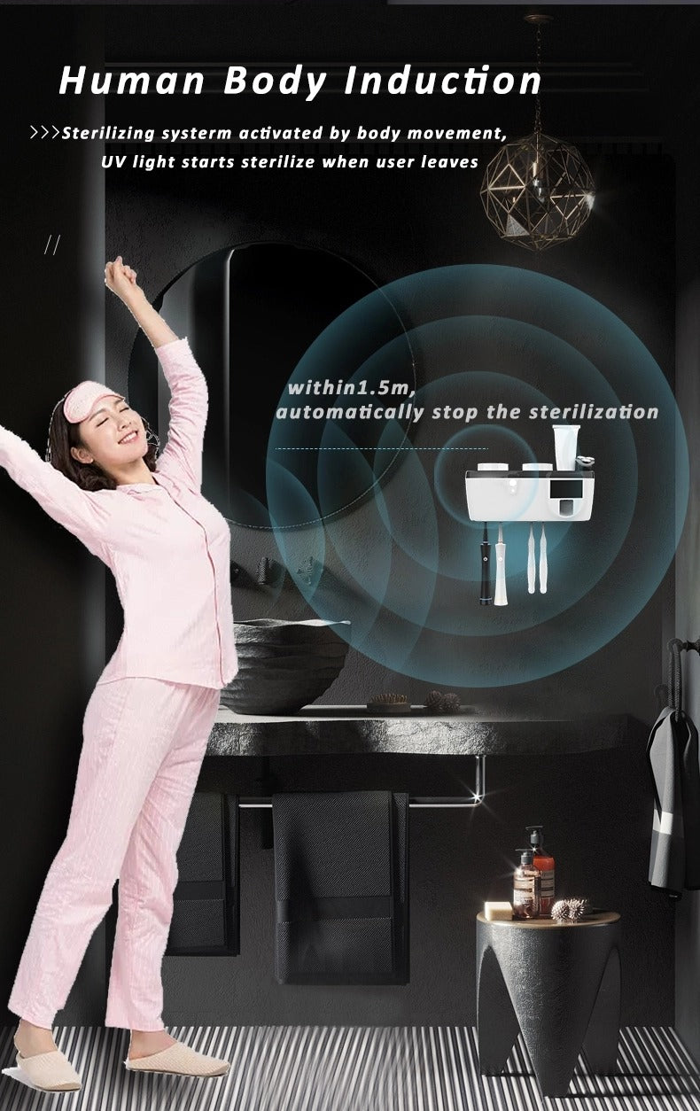 Solar UV rechargeable toothbrush sterilizer