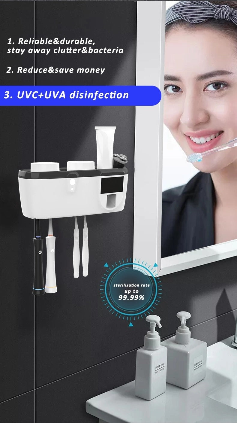 Solar UV rechargeable toothbrush sterilizer