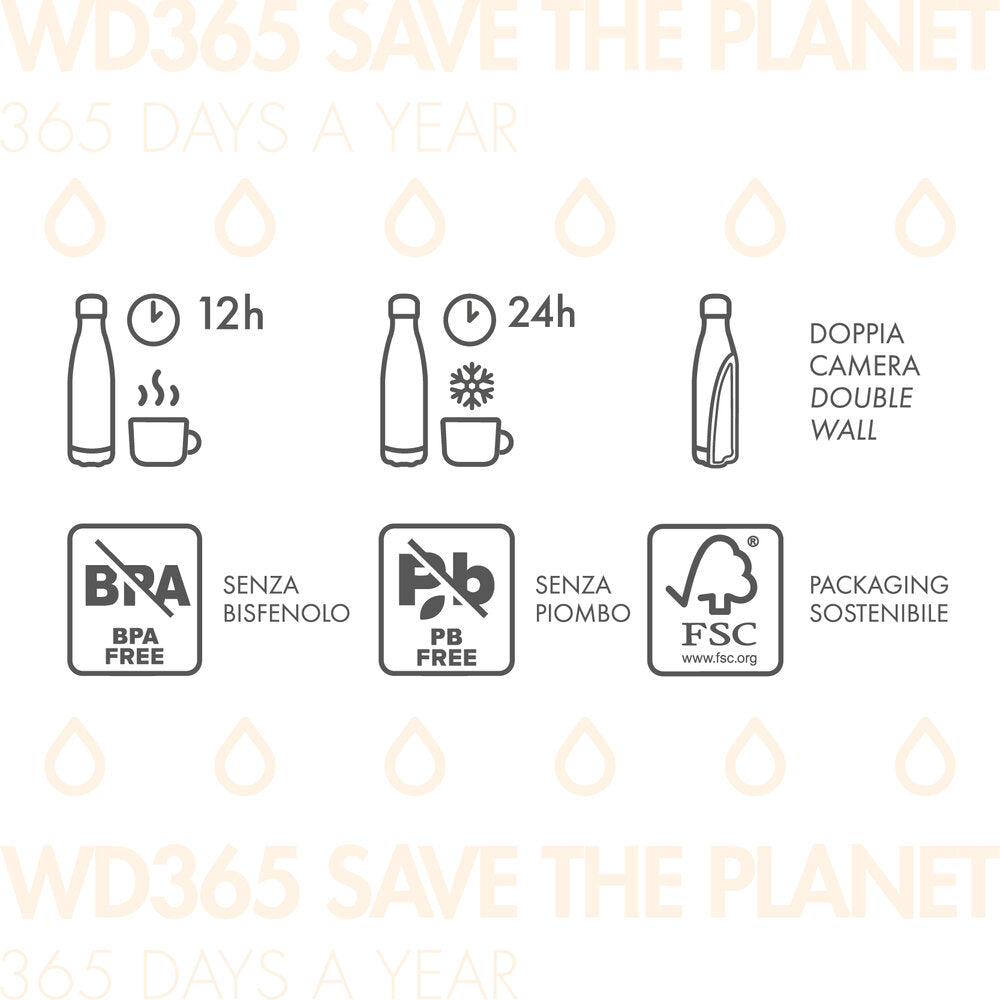 Botellas de agua termales de colores 500 ml WD Lifestyle