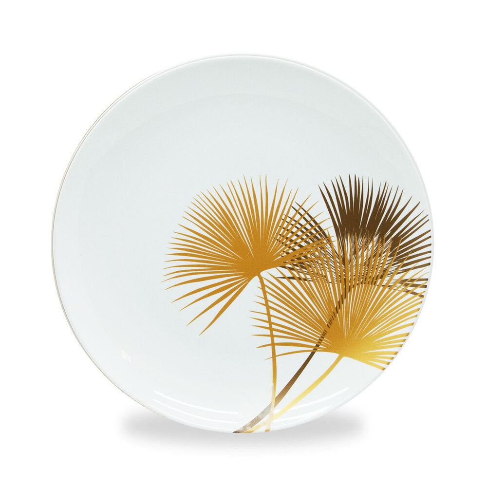 WD Lifestyle New Bone China Juego de 4 platos y 4 tazas en cerámica y acabado dorado