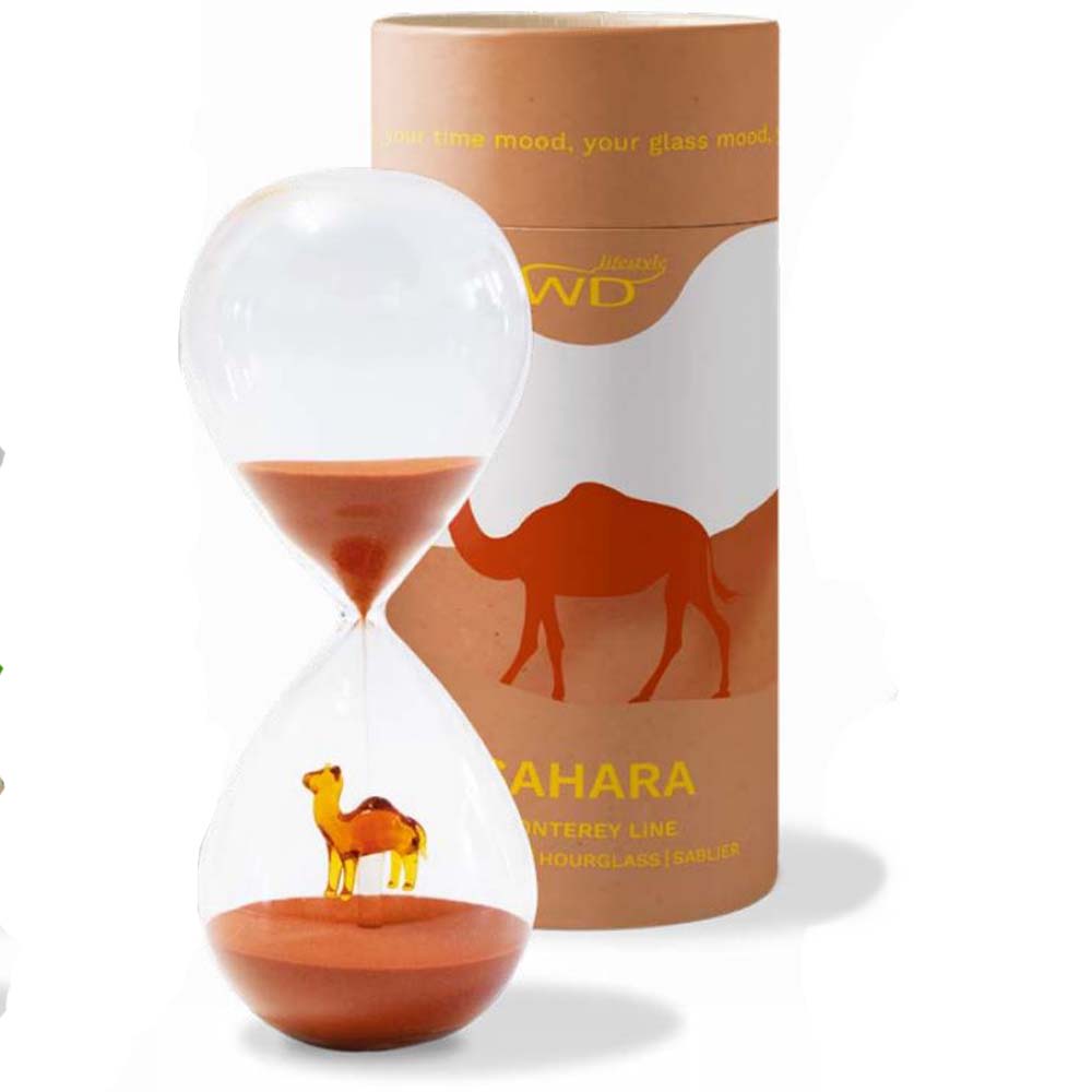 Figuras de animales y plantas de reloj de arena en vidrio