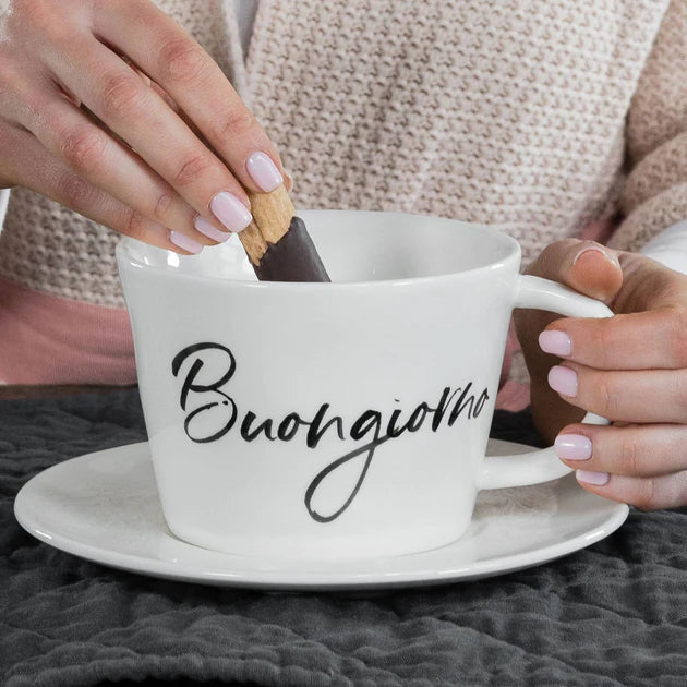 Juego de 2 Tazas de Desayuno de Gres Porcelánico