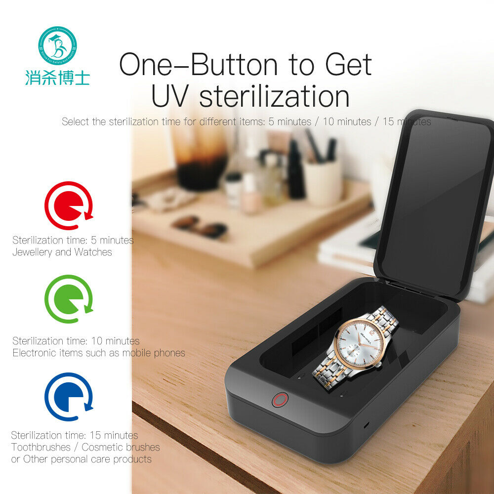 Caja esterilizadora UV de 2W en ABS con indicador LED