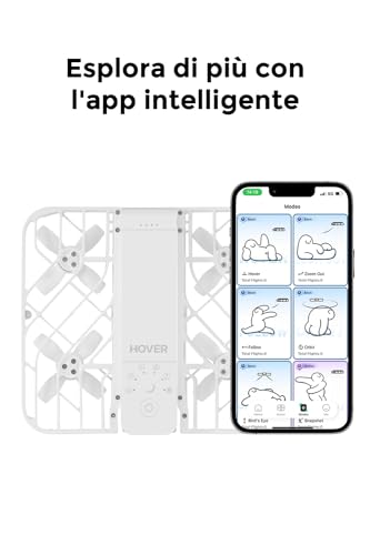 HOVERAir X1 Telecamera Auto-Volante, Video HDR con Drone Tascabile, Decollo sul Palmo, Percorsi di Volo Intelligenti, Follow-me Action Camera con Controllo a Mani Libere, Bianco (Combo)