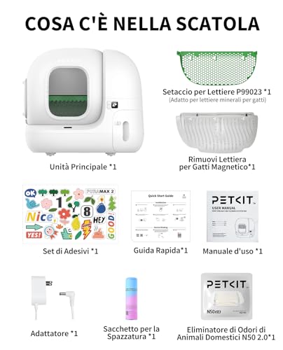 PETKIT Pura Max 2 Lettiera Gatto Autopulente, Lettiera Automatica per Gatti,Capacità Massima 76L,XSecure,Antiodore,Controllo APP per Più Gatti(Non Contiene Spray Deodorante)