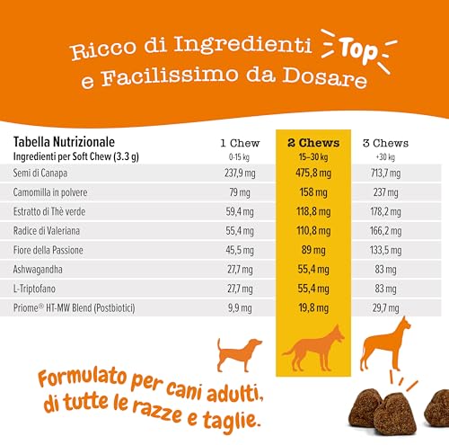 Zesty Paws calmante per cani | Integratore per cani | Ashwagandha, Tè Verde e L-Triptofano | Alimento Complementare per cani Adulti di tutte le taglie | Gusto Tacchino | 90 Pezzi