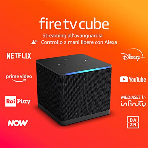 Amazon Fire TV Cube (Ultimo modello) | Lettore multimediale per lo streaming con controllo vocale tramite Alexa, Wi-Fi 6E e 4K Ultra HD