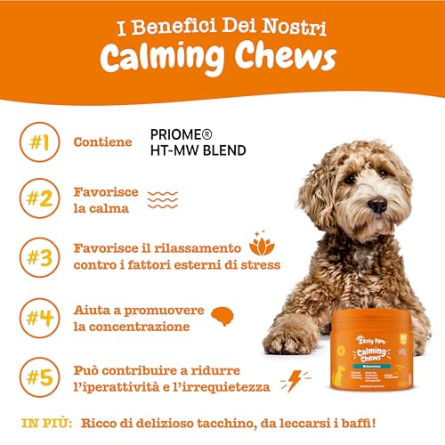 Zesty Paws calmante per cani | Integratore per cani | Ashwagandha, Tè Verde e L-Triptofano | Alimento Complementare per cani Adulti di tutte le taglie | Gusto Tacchino | 90 Pezzi