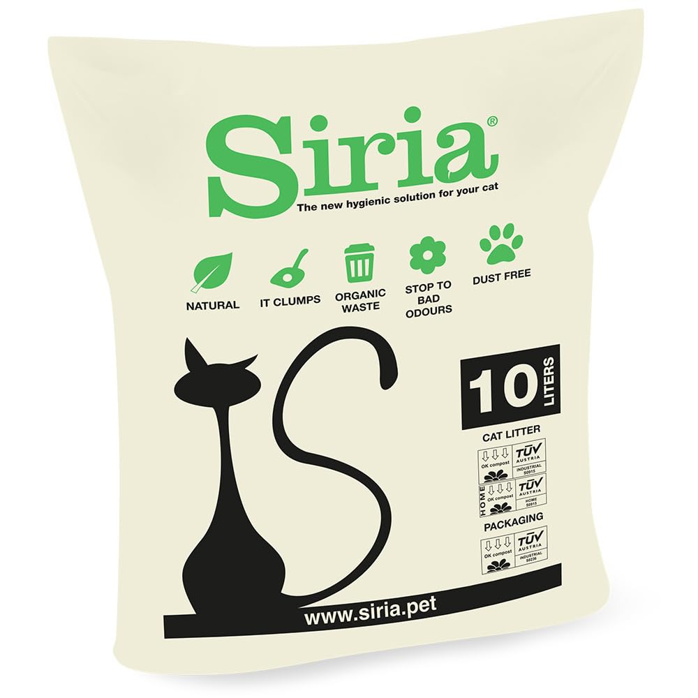 Siria 60L-Lettiera per Gatti Vegetale e Agglomerante-Set 6 sacchi da 10 Litri