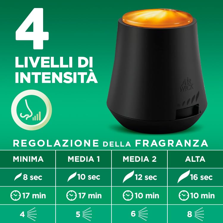 Airwick Armonia Istantanea Profumatore per Ambienti, Confezione con 1 Diffusore di Oli Essenziali e 1 Ricarica per Diffusore di Oli Essenziali alla Fragranza di Mandarino e Arancia Dolce Energizzanti