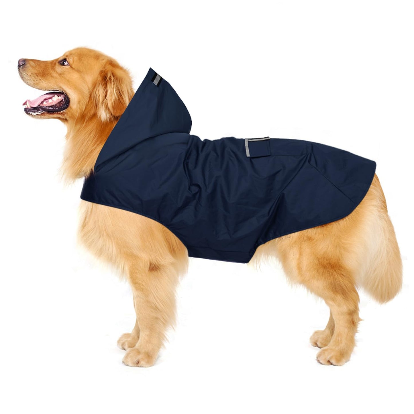 Zellar Impermeabile per Cani con Cappuccio e Foro per Colletto e Strisce Riflettenti protettive, Impermeabile Ultraleggero e Impermeabile 100% Impermeabile Cani di Taglia Media Large blu