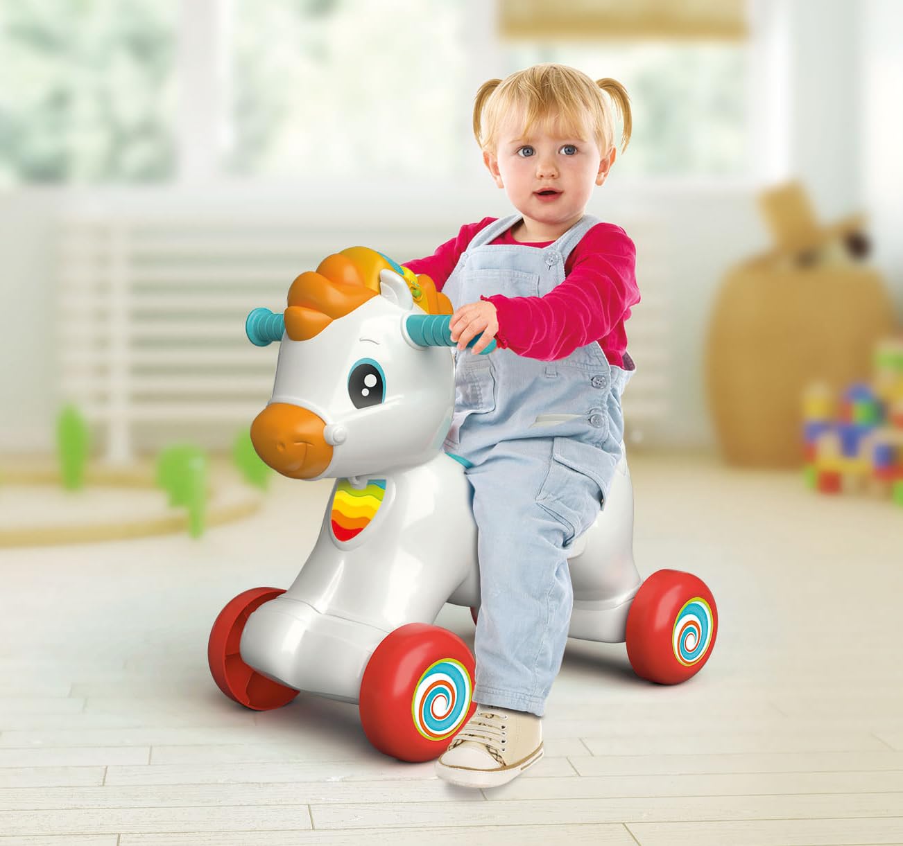 Baby Clementoni - Martino il Cavallino, Ride On 3 in 1 Educativo Bambino 12-36 Mesi, Gioco Parlante Italiano e Inglese, Giocattolo Primi Passi con Suoni e Luci, Made in Italy, Lingua Italiana, 17854