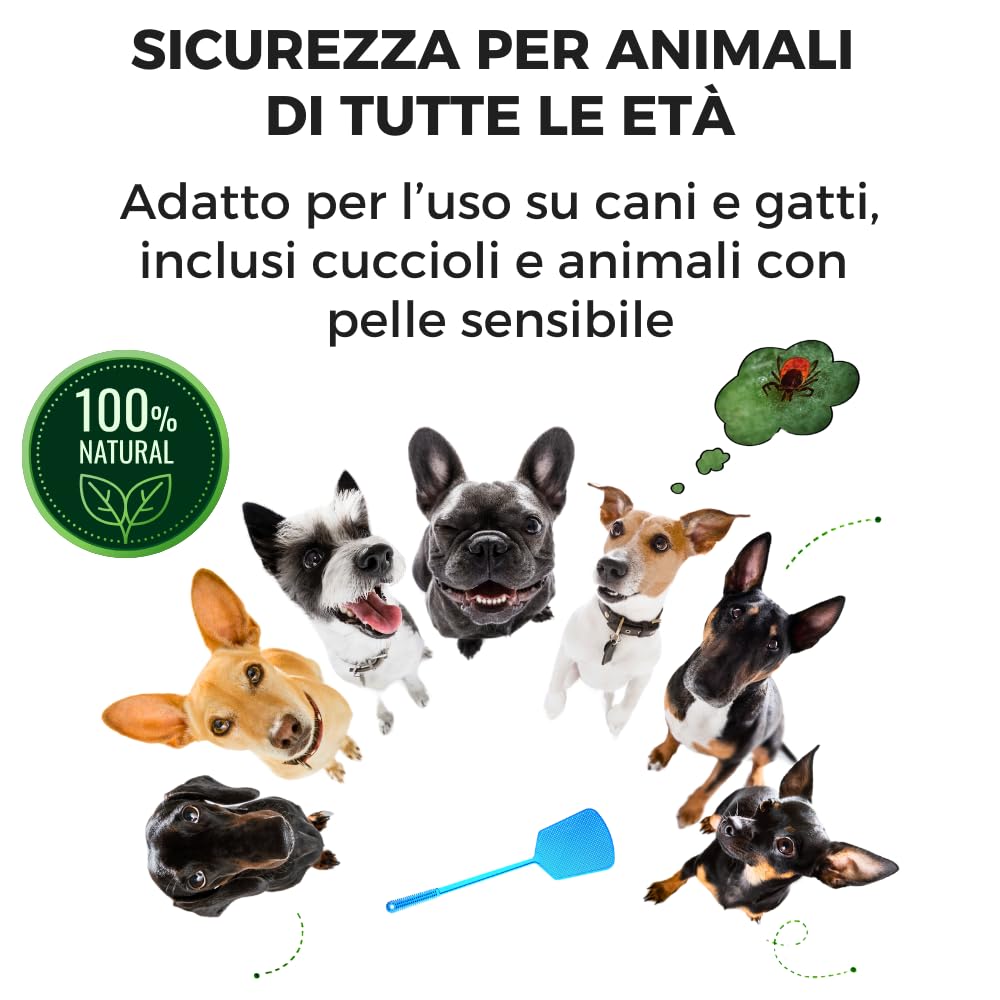 ARGAN ITALIA - Olio di Neem Biologico per Cani e Gatti (2x500ml) Composto da Ingredienti Sgraditi a Pulci, Zecche, Parassiti, 100% Naturale Sicuro per Cani Gatti di Qualsiasi Età Taglia, Made in Italy