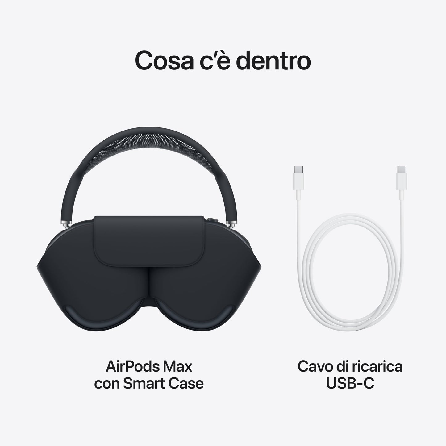 Apple AirPods Max Cuffie wireless over-ear, Cancellazione attiva del rumore di livello pro, Modalità Trasparenza, Audio spaziale personalizzato, Ricarica USB-C, Cuffie Bluetooth per iPhone, Mezzanotte