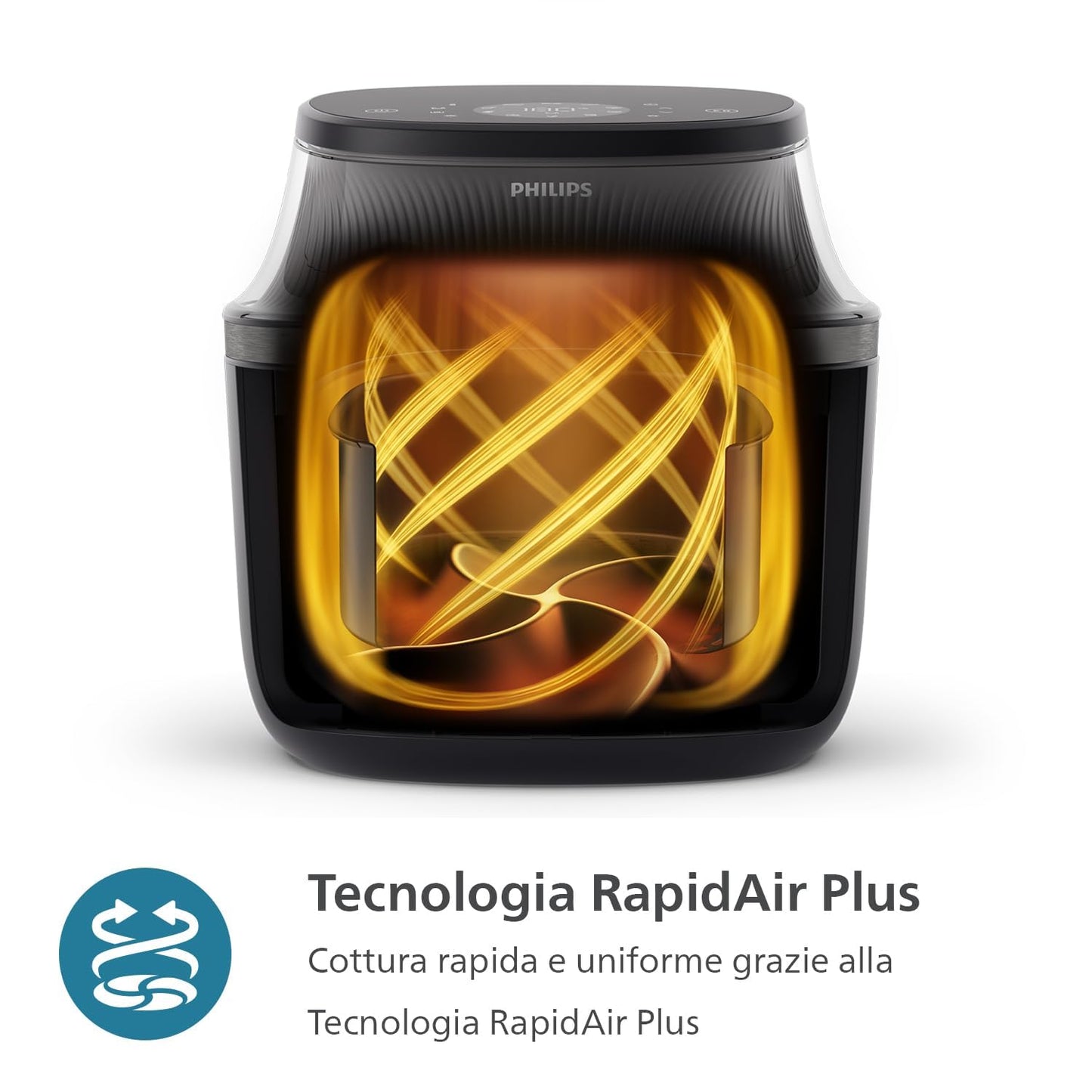 Philips Airfryer Serie 3000 4.2L, Finestra di Cottura, 16-in-1 Airfryer, Tecnologia RapidAir Plus, Rimozione Grassi, App Ricette HomeID, Facile da Pulire (NA320/00)