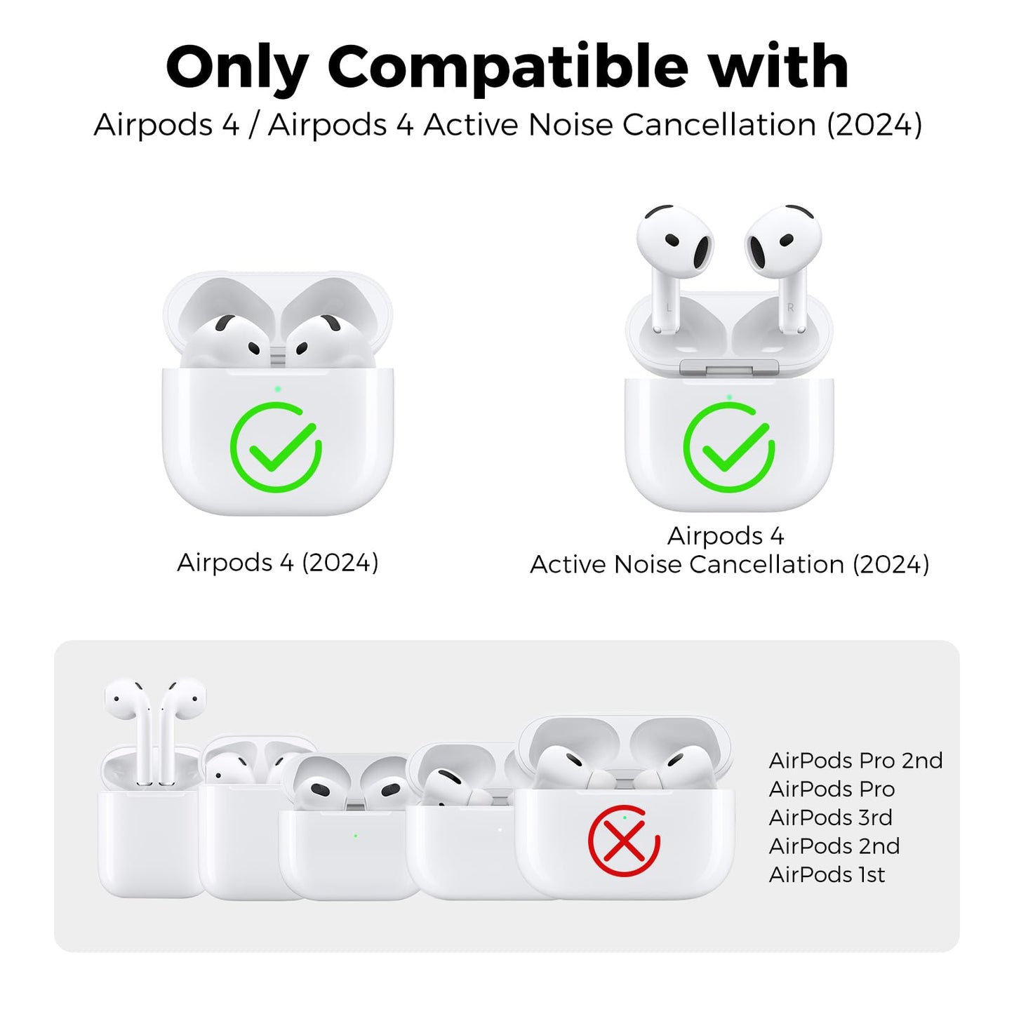 AhaStyle AirPods 4 Custodia Cover(2024) Custodia AirPods di quarta generazione in silicone morbido con kit pulizia Cover Skin per Apple AirPods 4 Supporto custodia di ricarica USB-C ricarica wireless