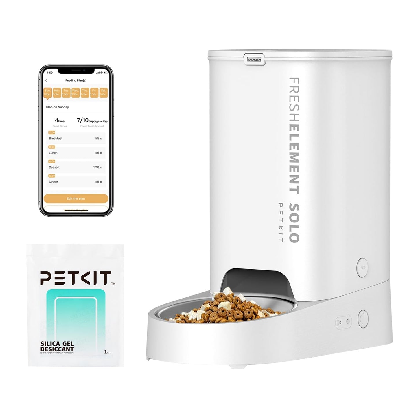 PETKIT Distributore Automatico Cibo Gatti, 3L Distributore Automatico Cibo Cani,2.4G WiFi,1-10 Pasti,1-15 Giorni,Ciotola in Acciaio Inox 304,Tecnologia Fresh Lock