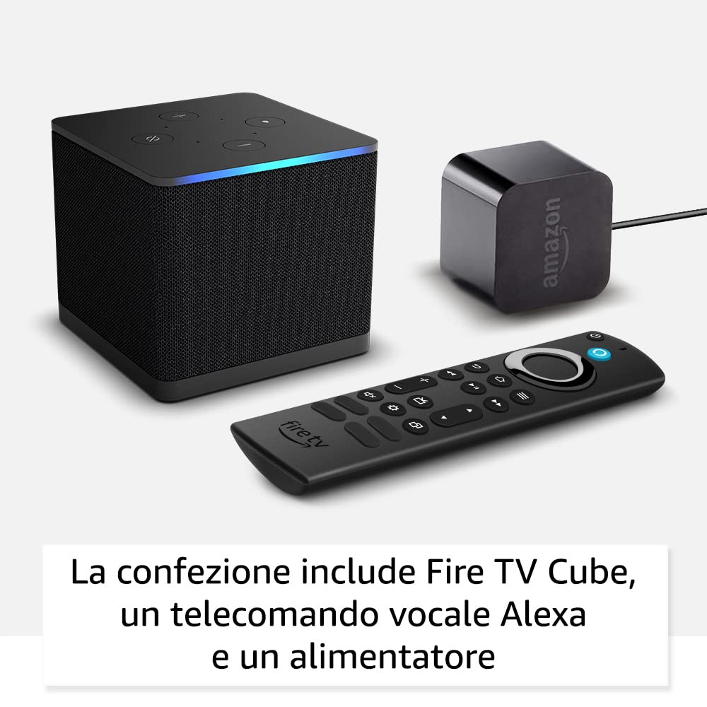 Amazon Fire TV Cube (Ultimo modello) | Lettore multimediale per lo streaming con controllo vocale tramite Alexa, Wi-Fi 6E e 4K Ultra HD