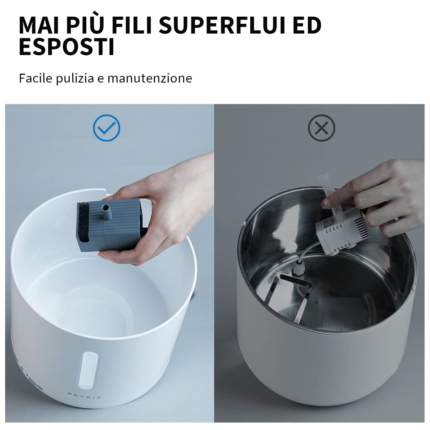 PETKIT EVERSWEET Solo 2 Fontana d'acqua per animali domestici, pompa senza fili, controllo tramite app, ultra silenzioso, modalità Smart/Normal/DND, erogatore d'acqua per cani e gatti-2L