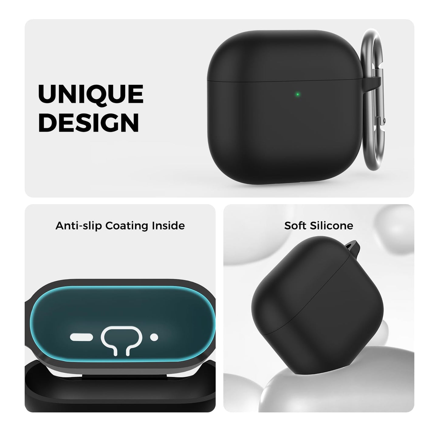 AhaStyle AirPods 4 Custodia Cover(2024) Custodia AirPods di quarta generazione in silicone morbido con kit pulizia Cover Skin per Apple AirPods 4 Supporto custodia di ricarica USB-C ricarica wireless