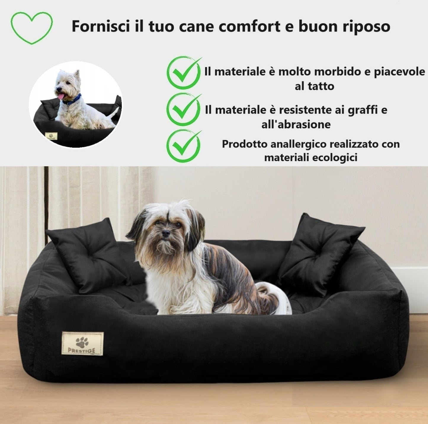 KING DOG Letto per Cani Molto Grande Taglia 3XL 145x115 cm | Cuscino per Cani Impermeabile | Divano per Cani Adatto al Lavaggio | Cuccia Cane Interno | Brandina per Cani Nero