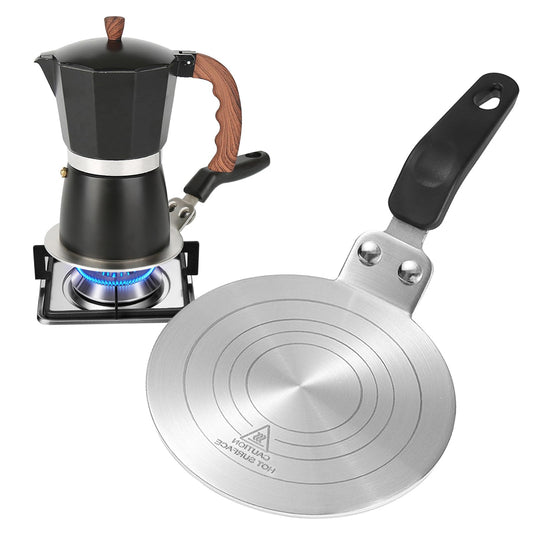 Piattello A Induzione in Acciaio Inox 13 cm, Piastra Adattatrice per Induzione, Disco Convertitore in Acciaio Inox per Moka e Caffettiera Espresso, Adattatore Universale per Piano Cottura a Induzione