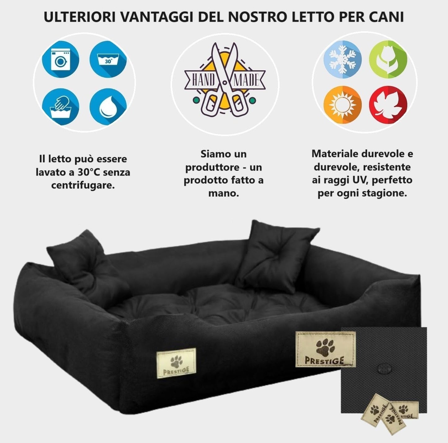 KING DOG Letto per Cani Molto Grande Taglia 3XL 145x115 cm | Cuscino per Cani Impermeabile | Divano per Cani Adatto al Lavaggio | Cuccia Cane Interno | Brandina per Cani Nero