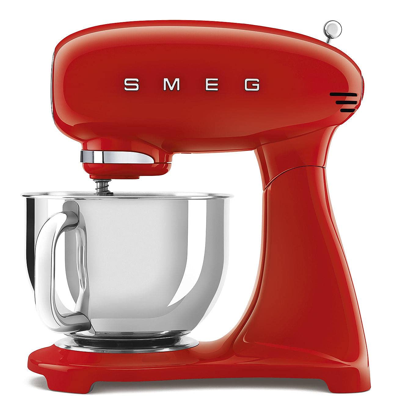 Smeg, Impastatrice Planetaria SMF03RDEU, 10 Livelli di Velocità, Funzione Smooth Start, Ciotola da 4,8 L, Sicurezza Blocco Motore, 3 Fruste, Gancio e Coperchio in Dotazione, 800W, Rosso