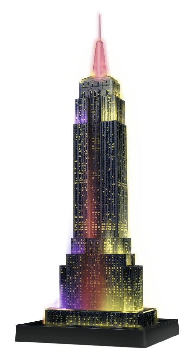 Ravensburger - 3D Puzzle Empire State Building Night Edition con Luce, New York, 216 Pezzi, 8+ Anni