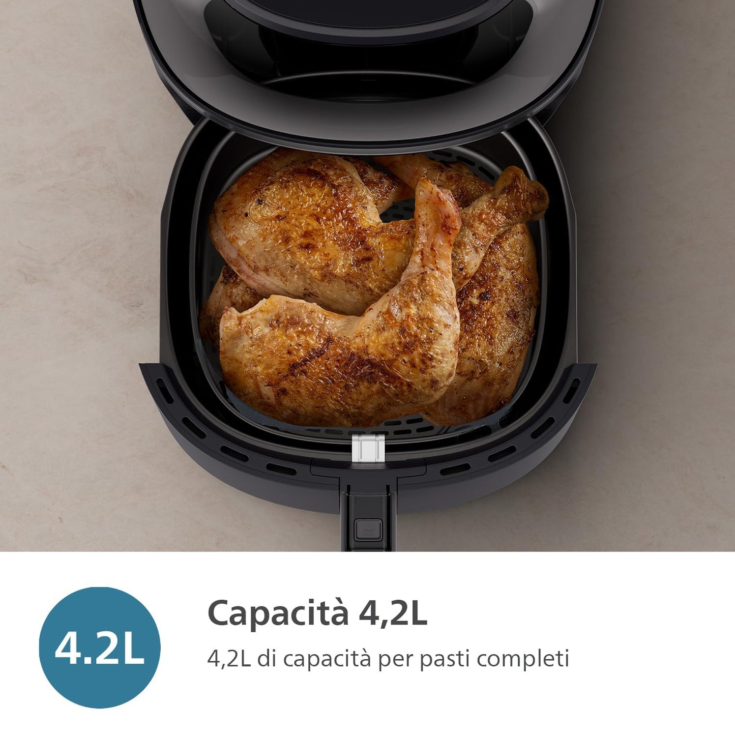 Philips Airfryer Serie 3000 4.2L, Finestra di Cottura, 16-in-1 Airfryer, Tecnologia RapidAir Plus, Rimozione Grassi, App Ricette HomeID, Facile da Pulire (NA320/00)