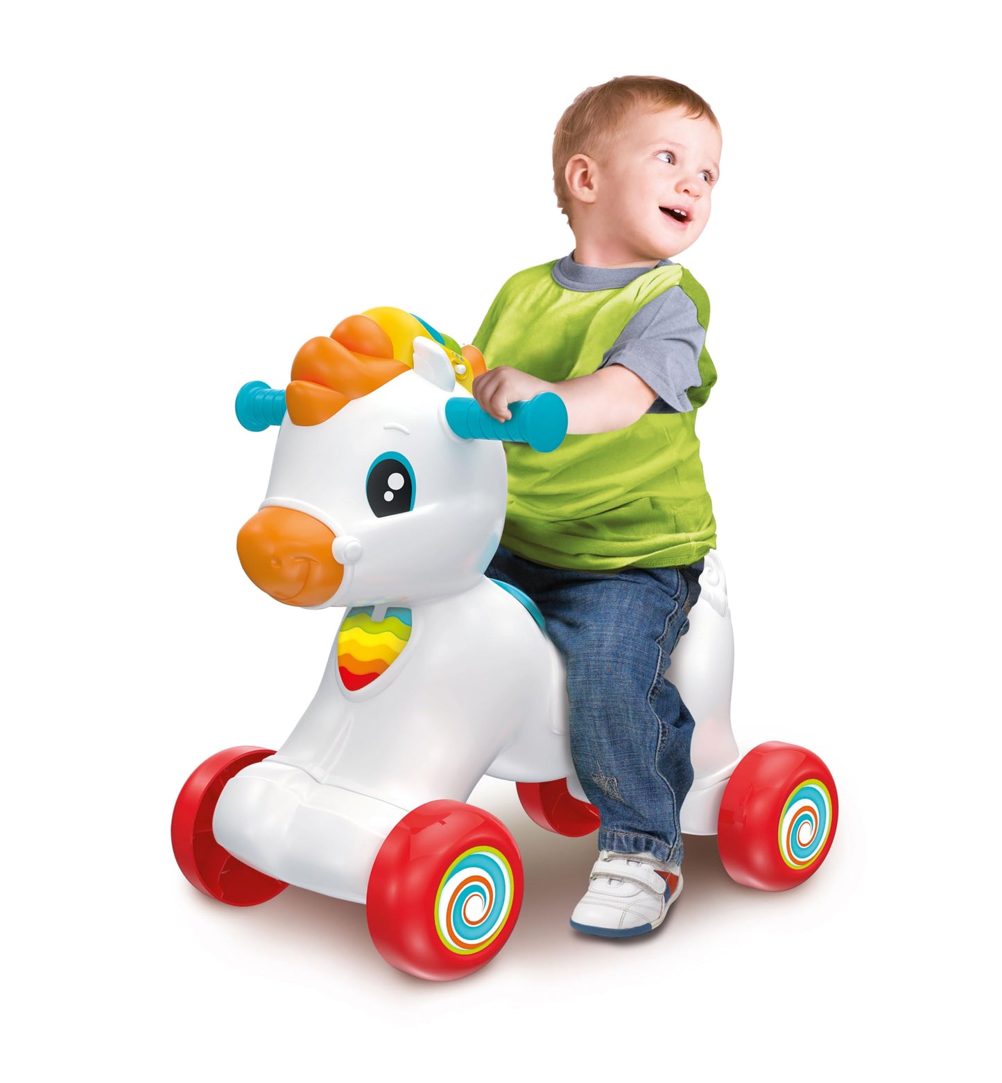 Baby Clementoni - Martino il Cavallino, Ride On 3 in 1 Educativo Bambino 12-36 Mesi, Gioco Parlante Italiano e Inglese, Giocattolo Primi Passi con Suoni e Luci, Made in Italy, Lingua Italiana, 17854