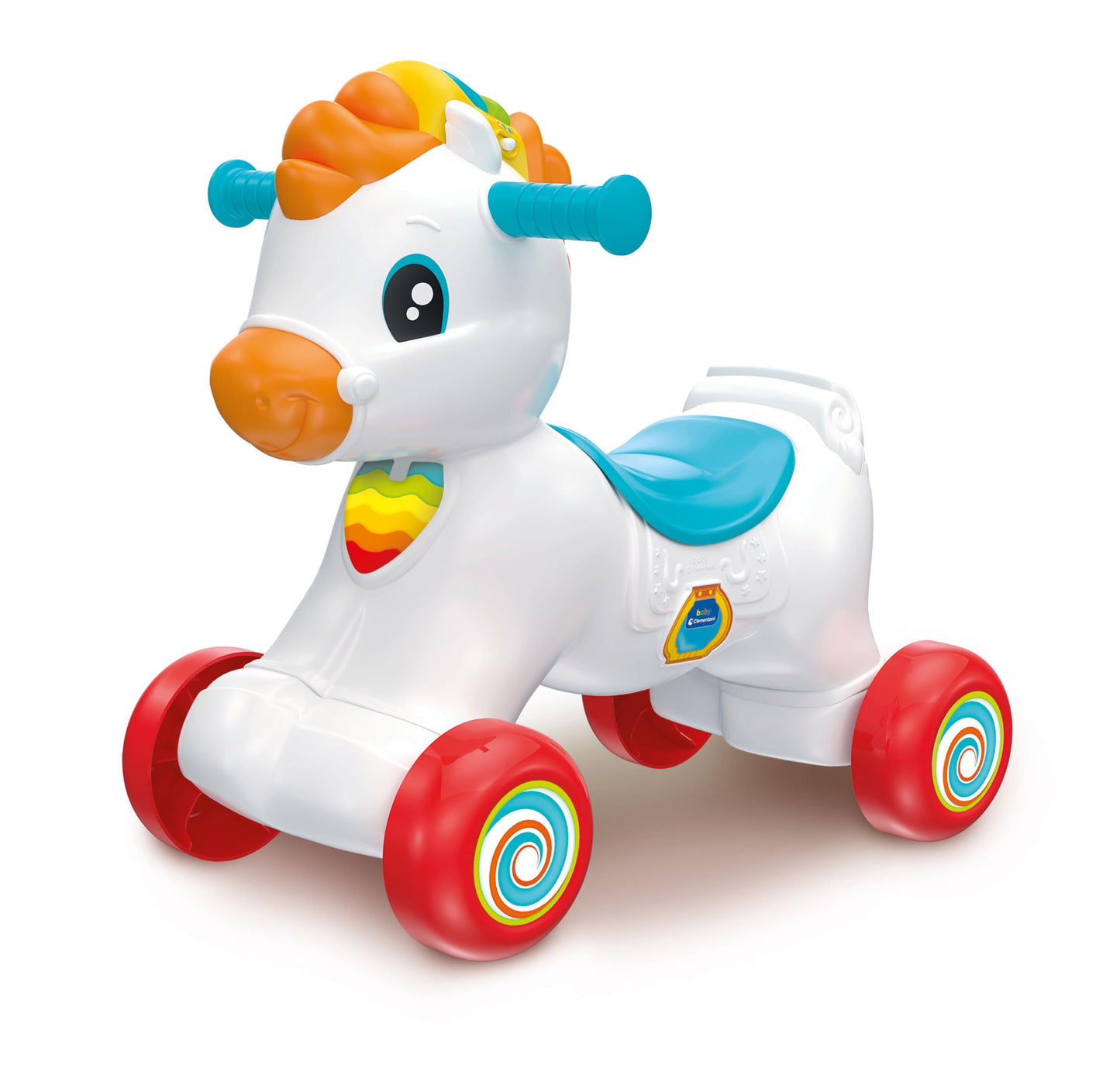 Baby Clementoni - Martino il Cavallino, Ride On 3 in 1 Educativo Bambino 12-36 Mesi, Gioco Parlante Italiano e Inglese, Giocattolo Primi Passi con Suoni e Luci, Made in Italy, Lingua Italiana, 17854