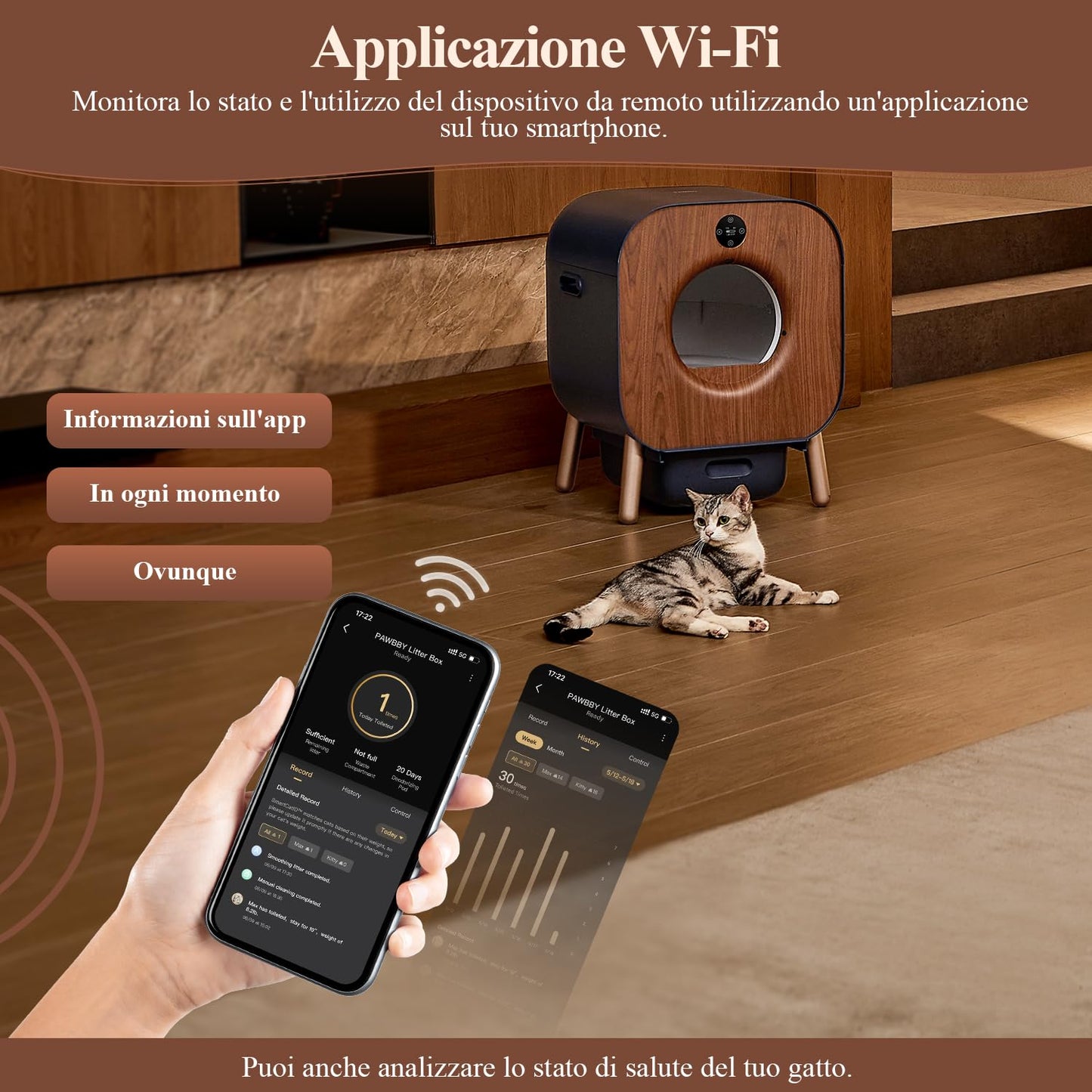 PAWBBY P1 Ultra Lettiera Gatto Autopulente, , Certificato TUV, Design Anti-Pizzicamento/Deodorante per Piante, Controllo Intelligente delle App, Extra Large per Più Gatti